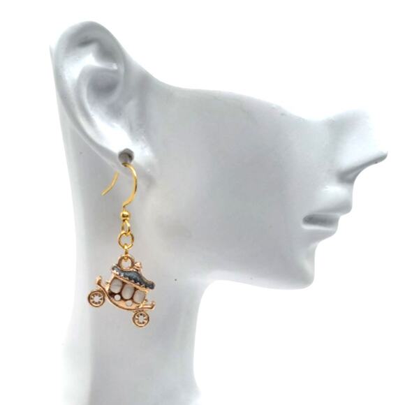 Cinderella style carriage earrings dangle earrings fantasy jewelry - Picture 2 of 4
